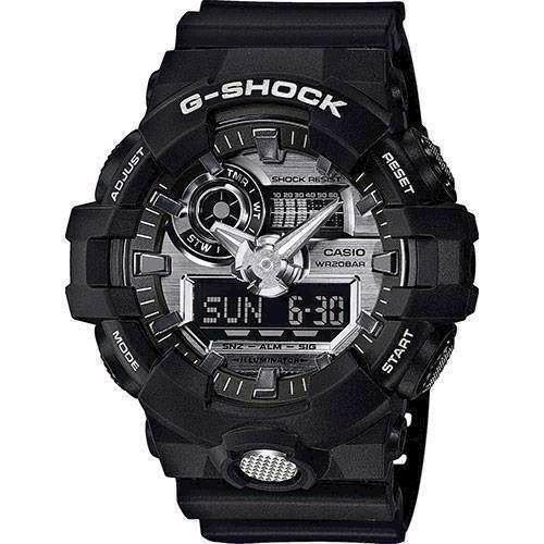 Image of Casio G-Shock sort resin med stål quartz multifunktion (5522) Herre ur, model GA-710-1AER